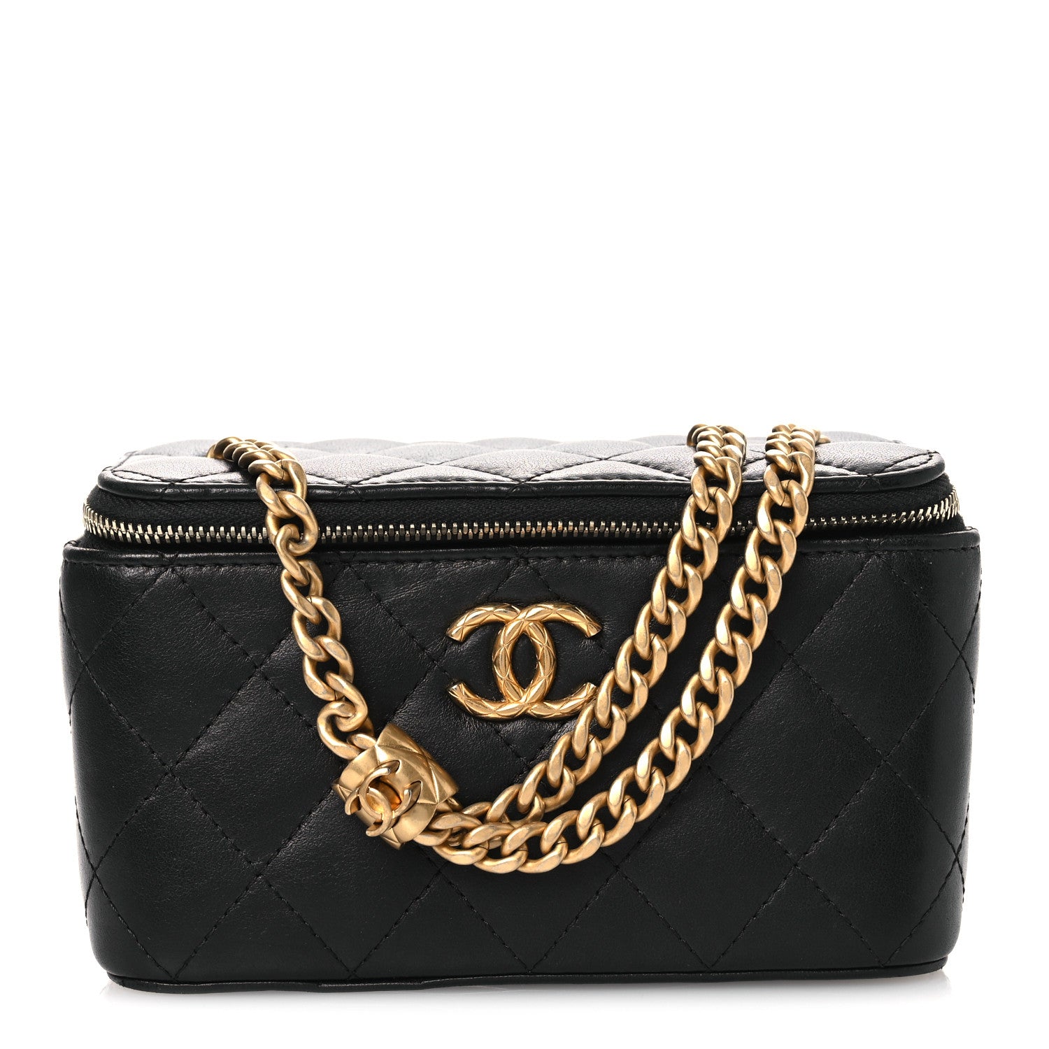 Chanel Lambskin Quilted Small Pillow Crush Vanity Case With Chain Black 1 of 12