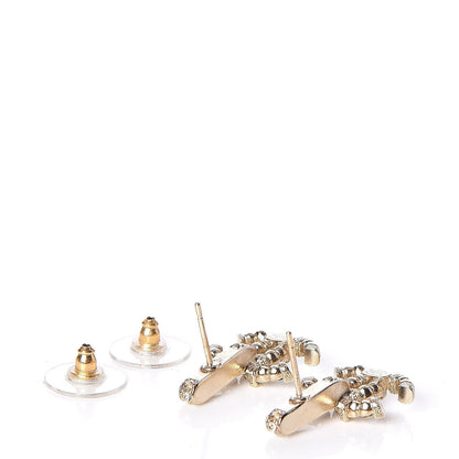 Chanel Metal Crystal CC Drop Earrings Gold 3 of 6