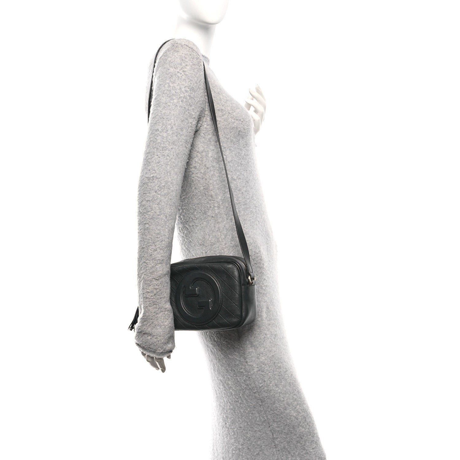 Gucci Sakai Be Green Calfskin Diagonal Stitched Small Blondie Shoulder Bag Black 2 of 10