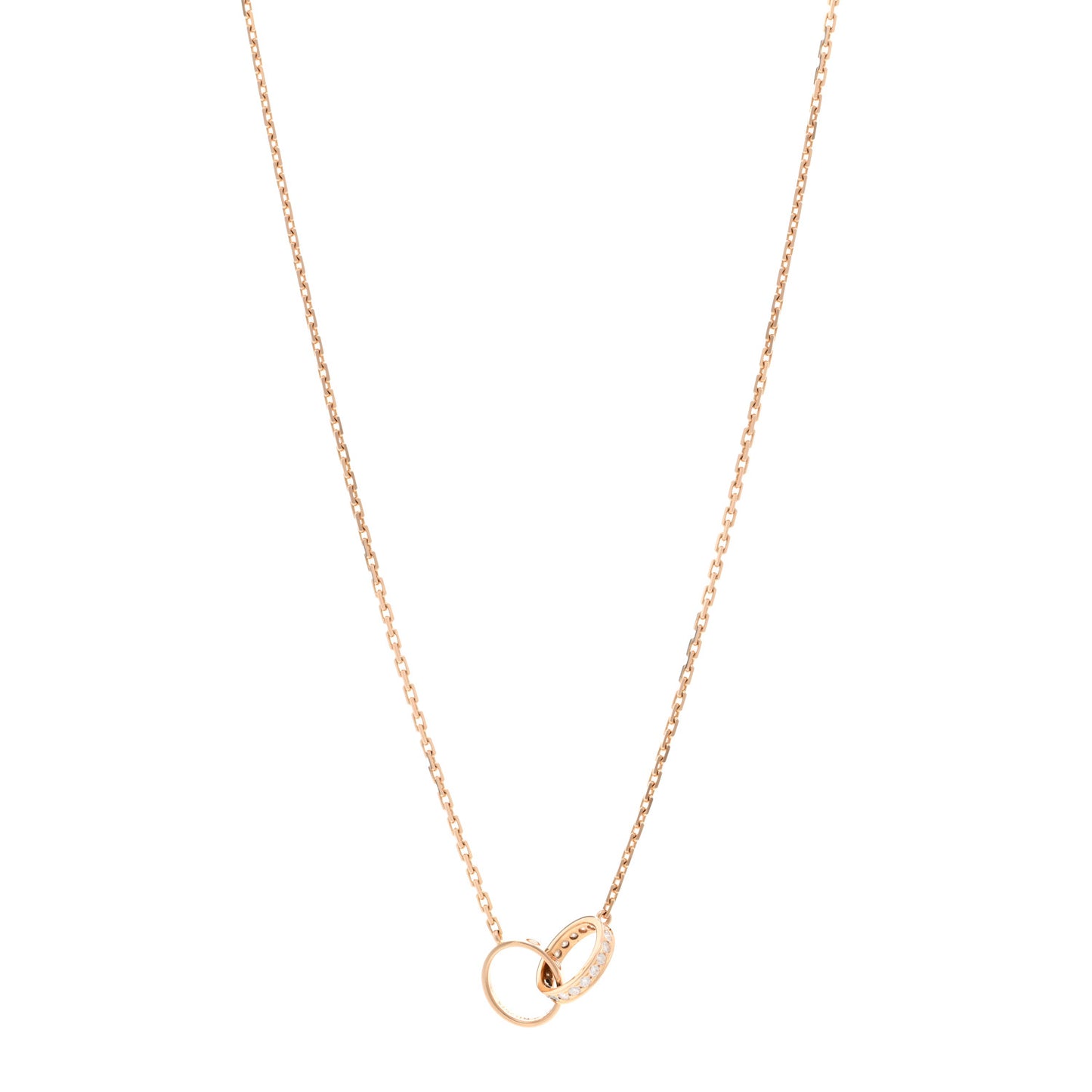 18K Pink Gold Diamond Interlocking LOVE Necklace