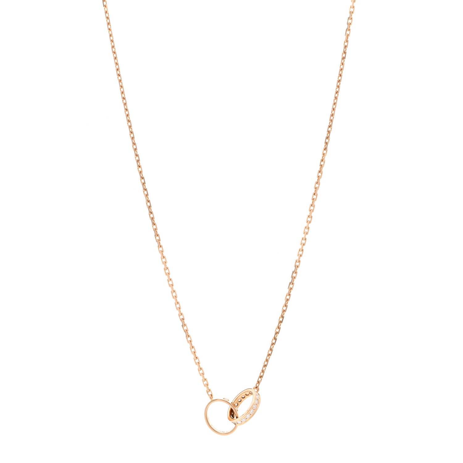 Cartier 18K Pink Gold Diamond Interlocking LOVE Necklace 1 of 5