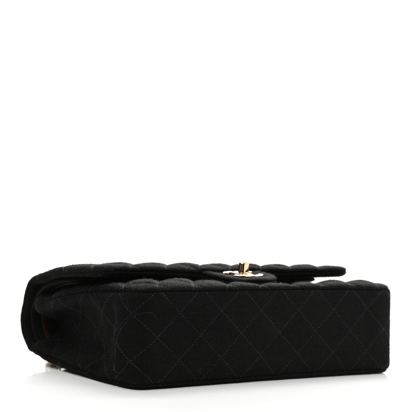 Jersey Quilted Medium Bijoux Chain Double Flap Black