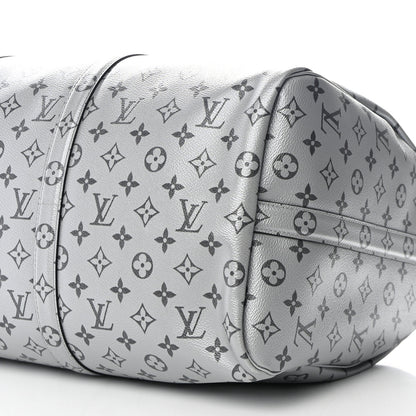 Louis Vuitton Metallic Monogram Keepall Bandouliere 50 Silver 9 of 10