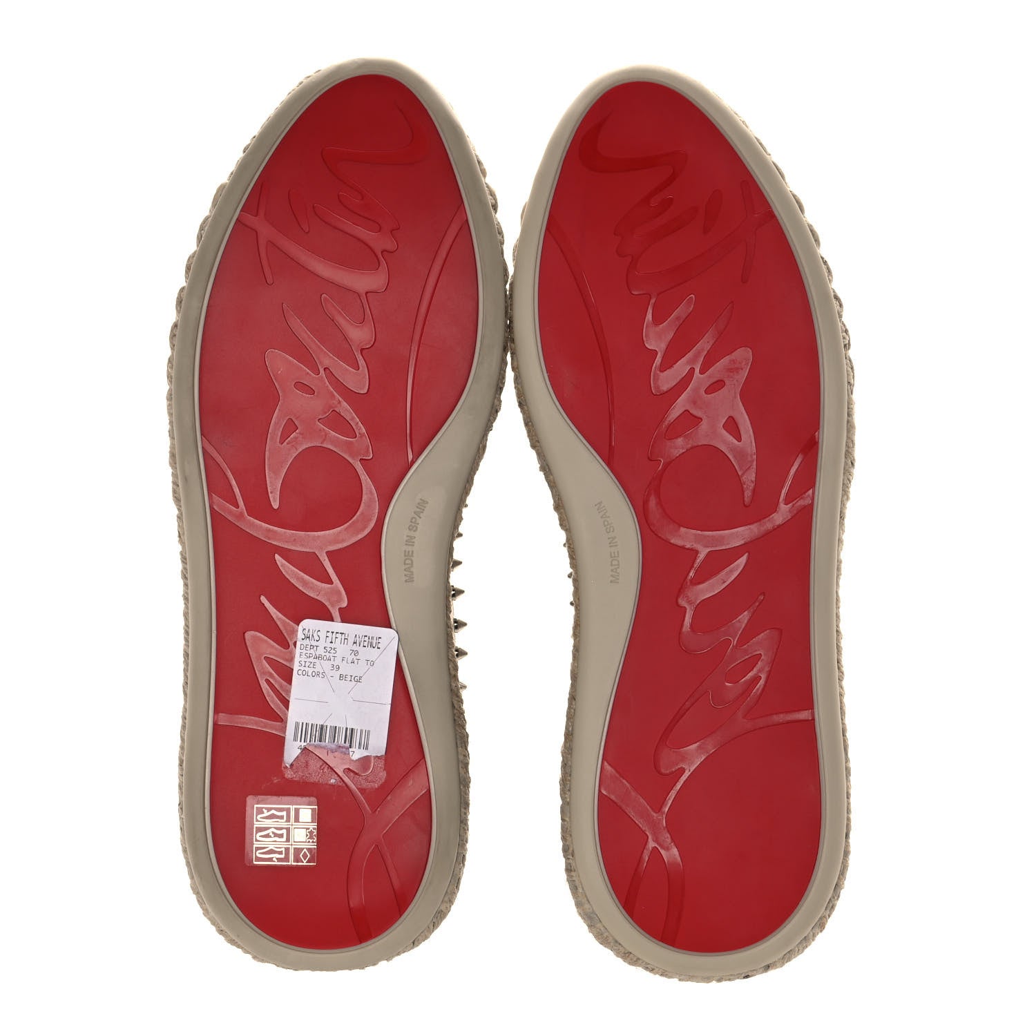 Christian Louboutin Canvas Espaboat Spikes Flat Espadrilles 39 Beige 6 of 10