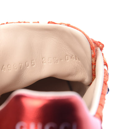 Gucci Lace Crystal Sylvie Web Flower Leaf Womens Ace Sneakers 35.5 Hot Orange Tan Beige 8 of 9