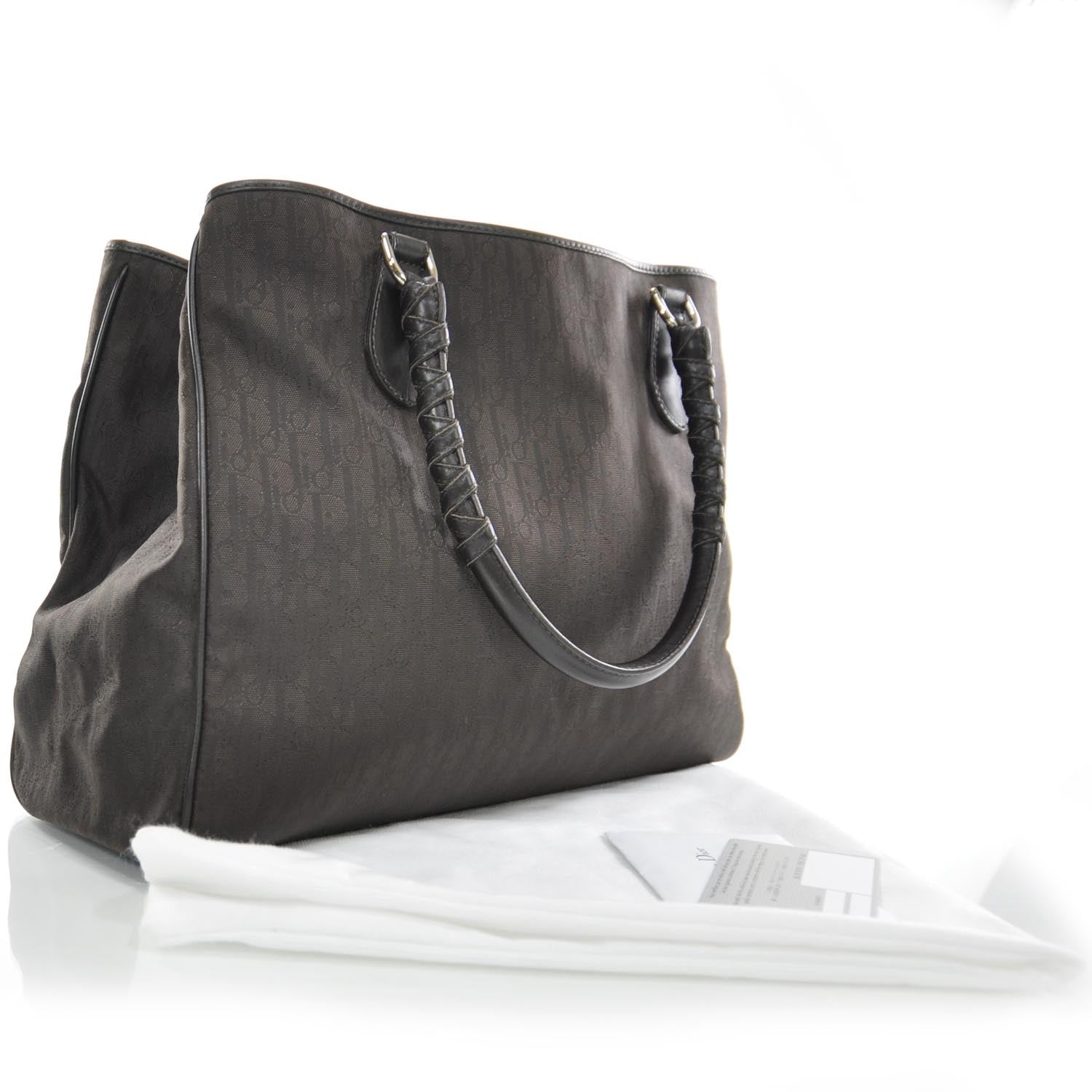 Christian Dior Nylon Monogram Lovely Medium Tote Brown 2 of 8