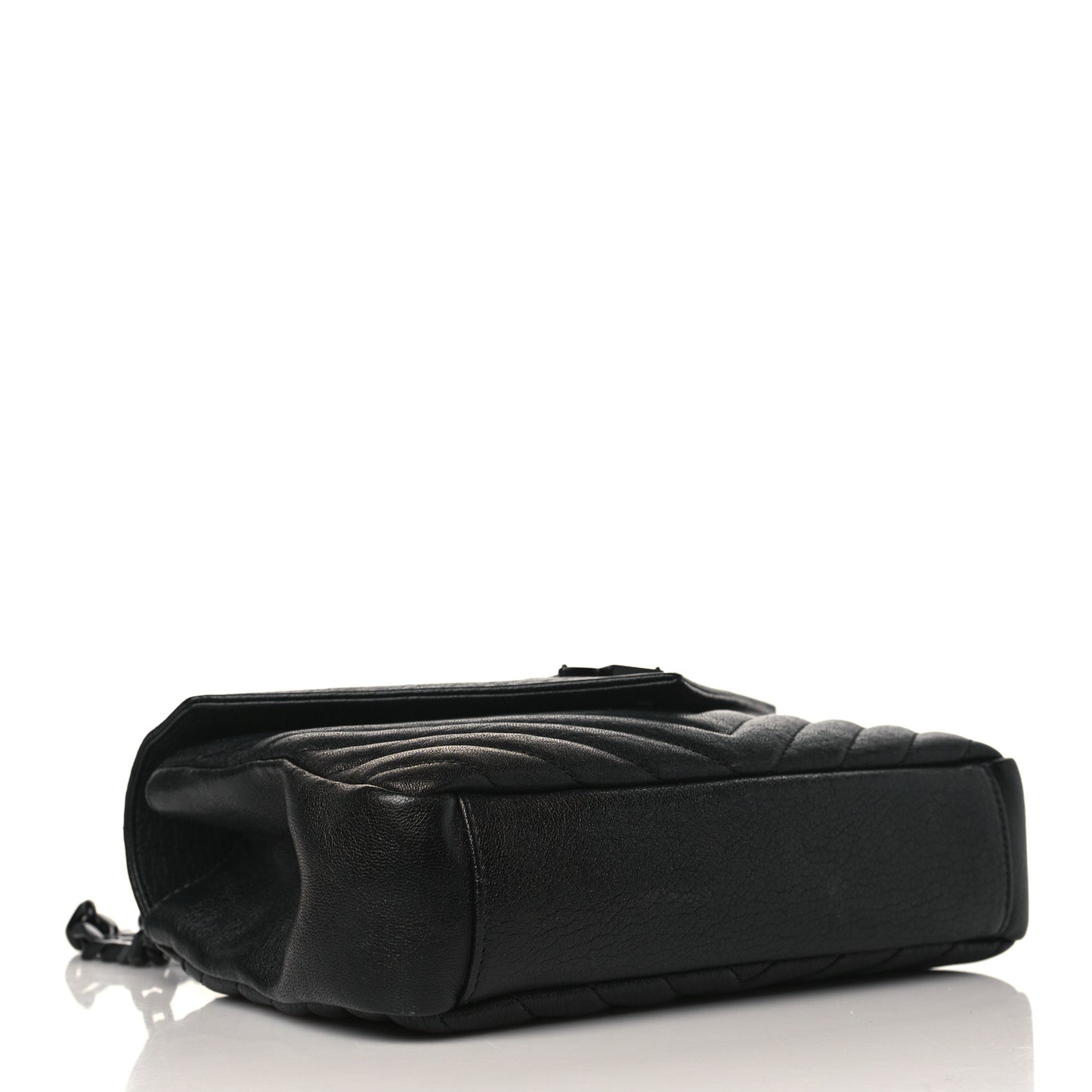 Sheepskin Matelasse Chevron Monogram Monochrome Medium College Bag Black