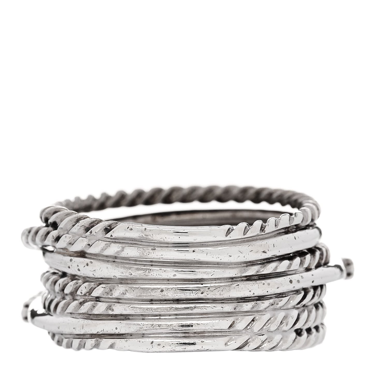 Sterling Silver Diamond 11mm Wide Crossover Cable Ring 54 7