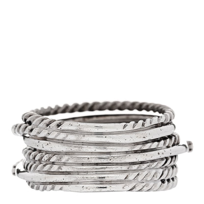 David Yurman Sterling Silver Diamond 11mm Wide Crossover Cable Ring 54 7 3 of 4