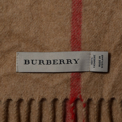 Burberry Cashmere Giant Check Fringe Scarf Camel 7 of 7