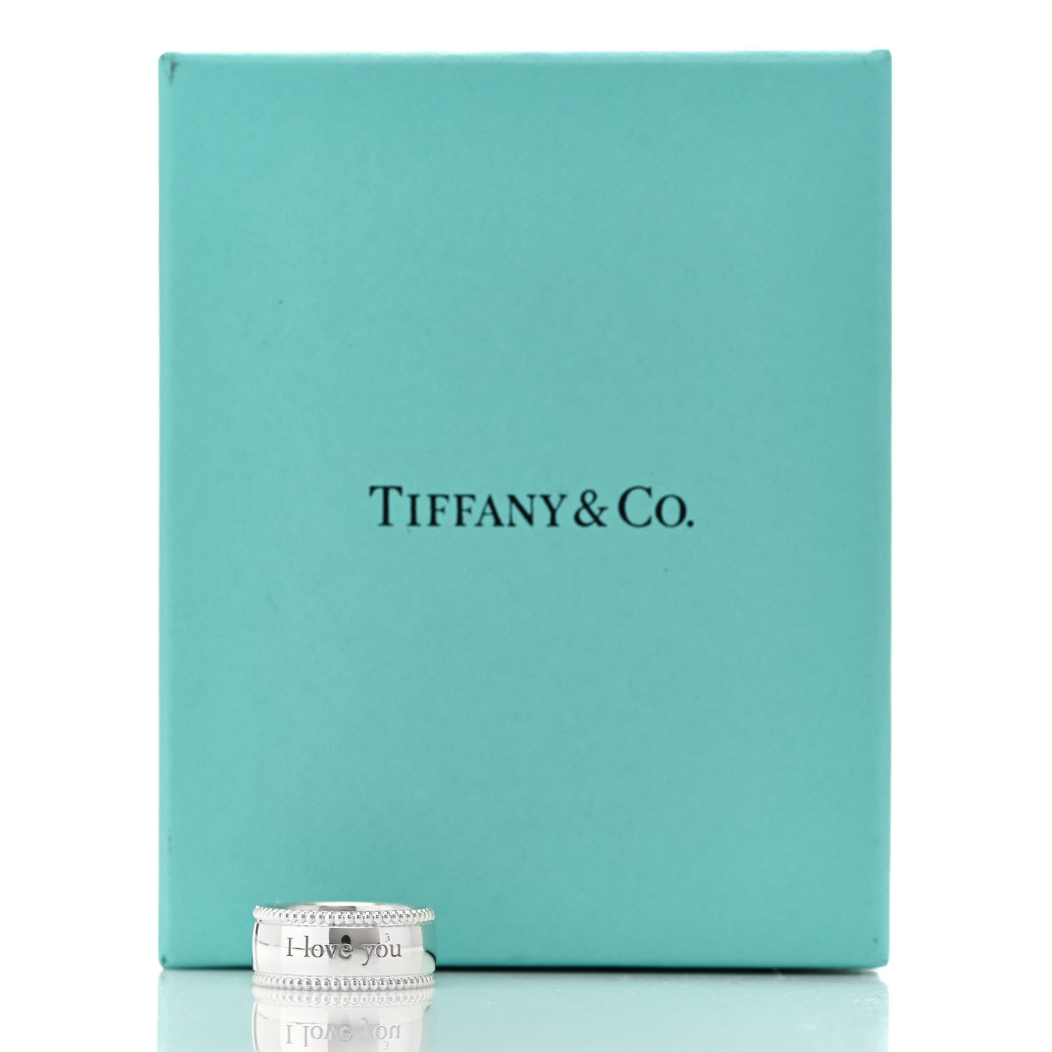 Tiffany Sterling Silver Milgrain I Love You Band Ring 48 4.5 5 of 5