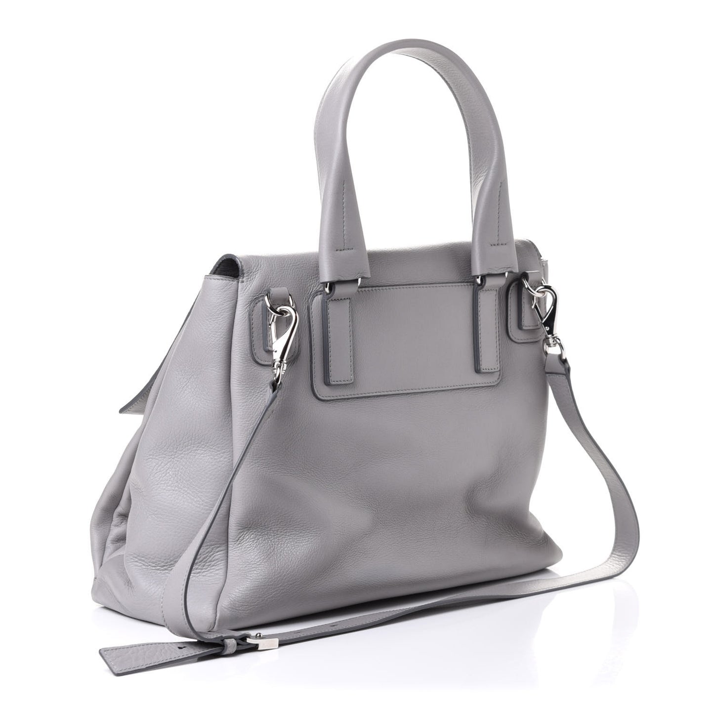 Grained Calfskin Medium Pandora Pure Flap Bag Pearl Grey