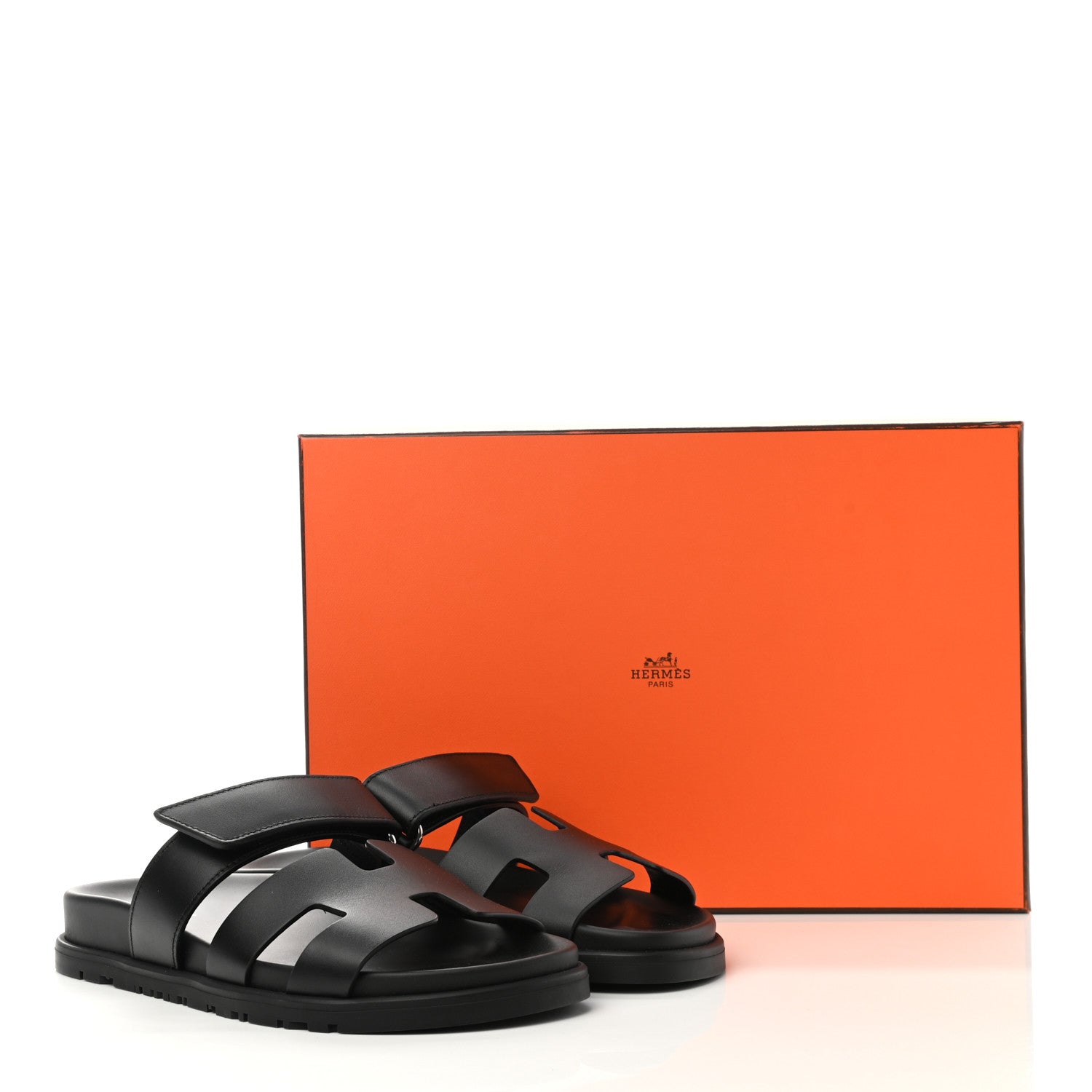 Hermes Calfskin Womens Chypre Sandals 35.5 Black 9 of 9
