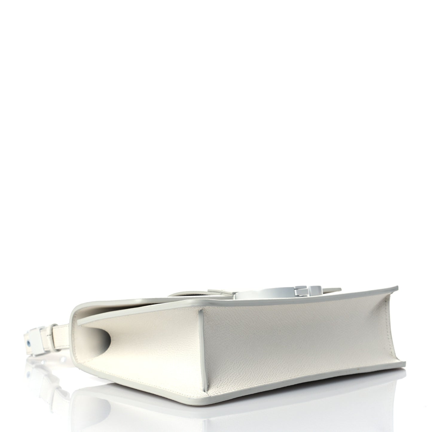 Ultra Matte Grained Calfskin 30 Montaigne Flap Bag White