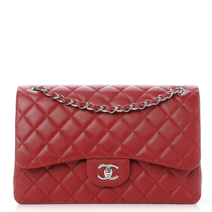 Chanel Caviar Quilted Jumbo Double Flap Dark Red 1 of 9