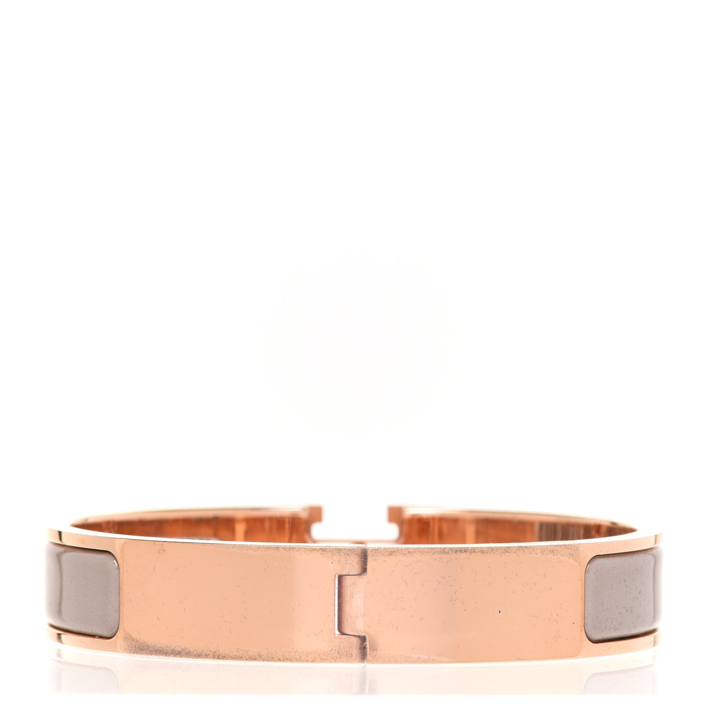 Enamel Narrow Clic Clac H Bracelet GM Marron Glace