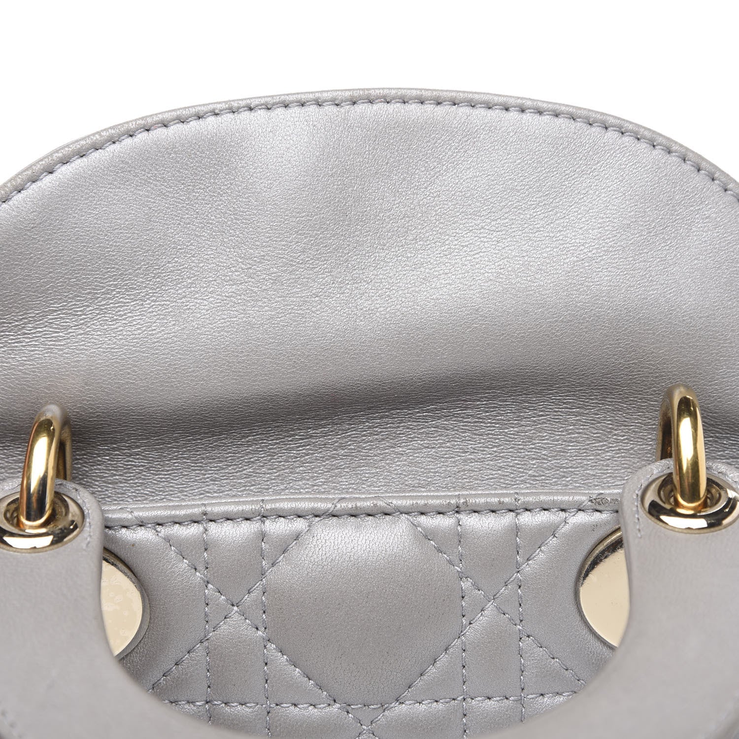Christian Dior Metallic Lambskin Cannage Mini Lady Dior Grey 13 of 14