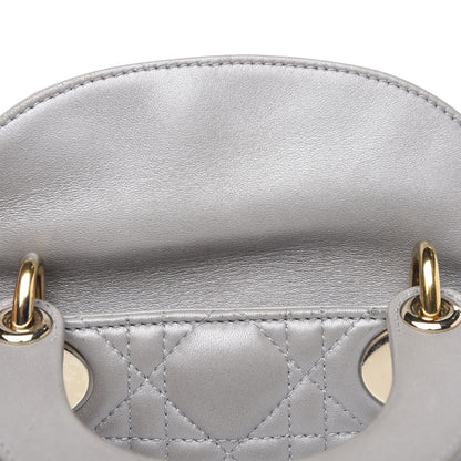 Christian Dior Metallic Lambskin Cannage Mini Lady Dior Grey 13 of 14