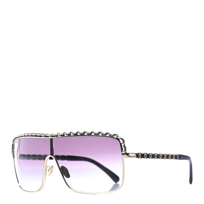 Chanel Metal Shield Sunglasses 71368 Grey Gold 1 of 4