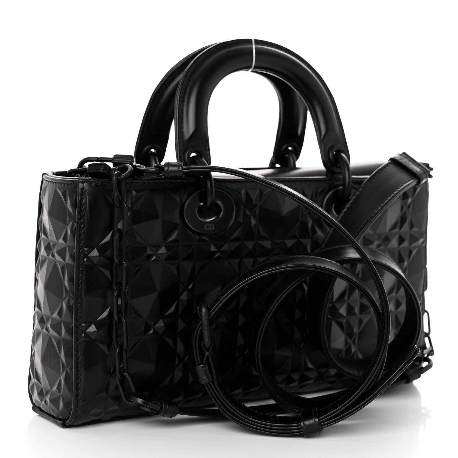 Christian Dior Calfskin Cannage Diamond Medium Lady D-Joy Black 3 of 9