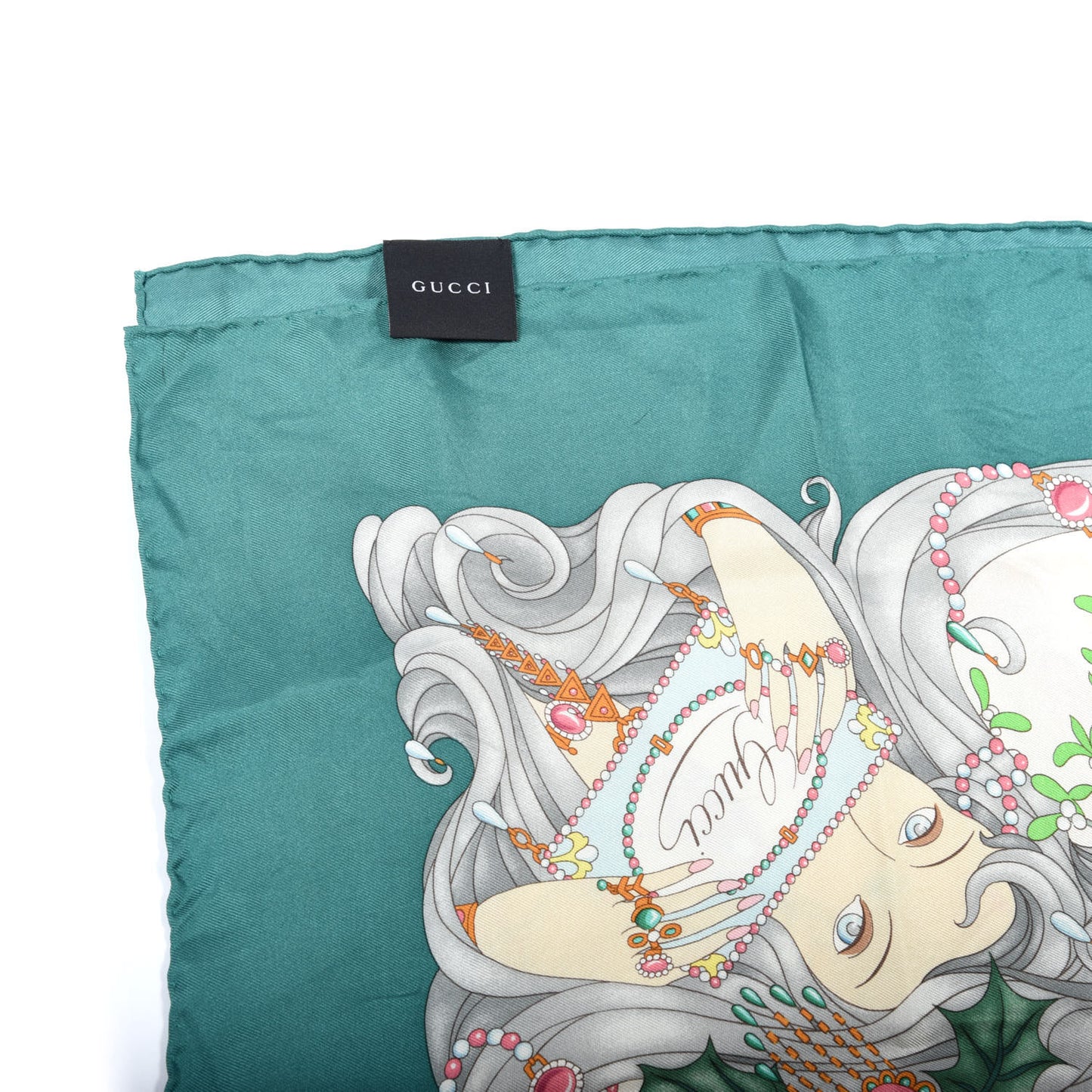 Silk Floral Feather Square Scarf Multicolor