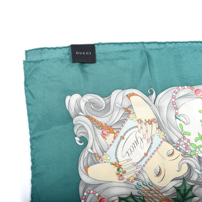 Gucci Silk Floral Feather Square Scarf Multicolor 3 of 3