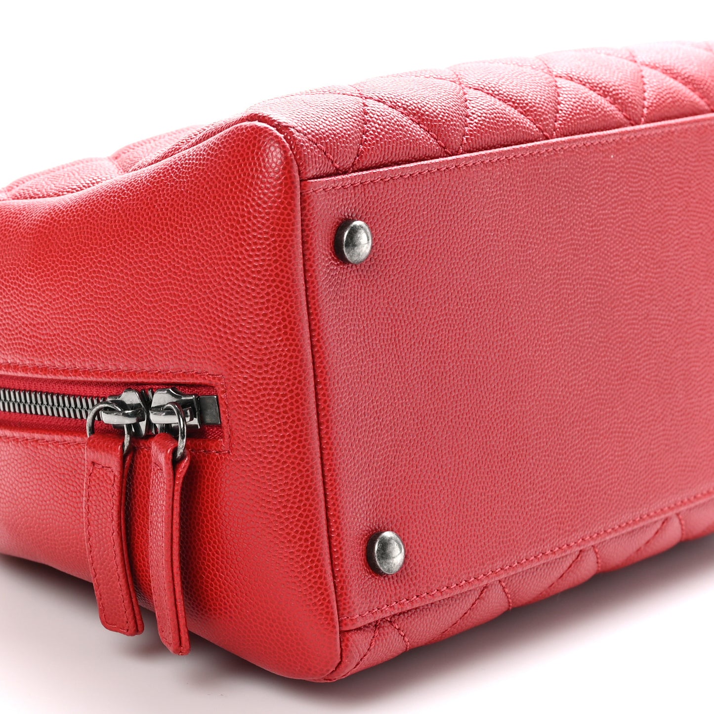 Caviar Quilted Small Coco Handle Bowling Bag Red