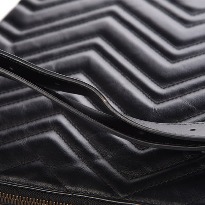 Gucci Calfskin Matelasse GG Marmont Flat Messenger Bag Black 14 of 15