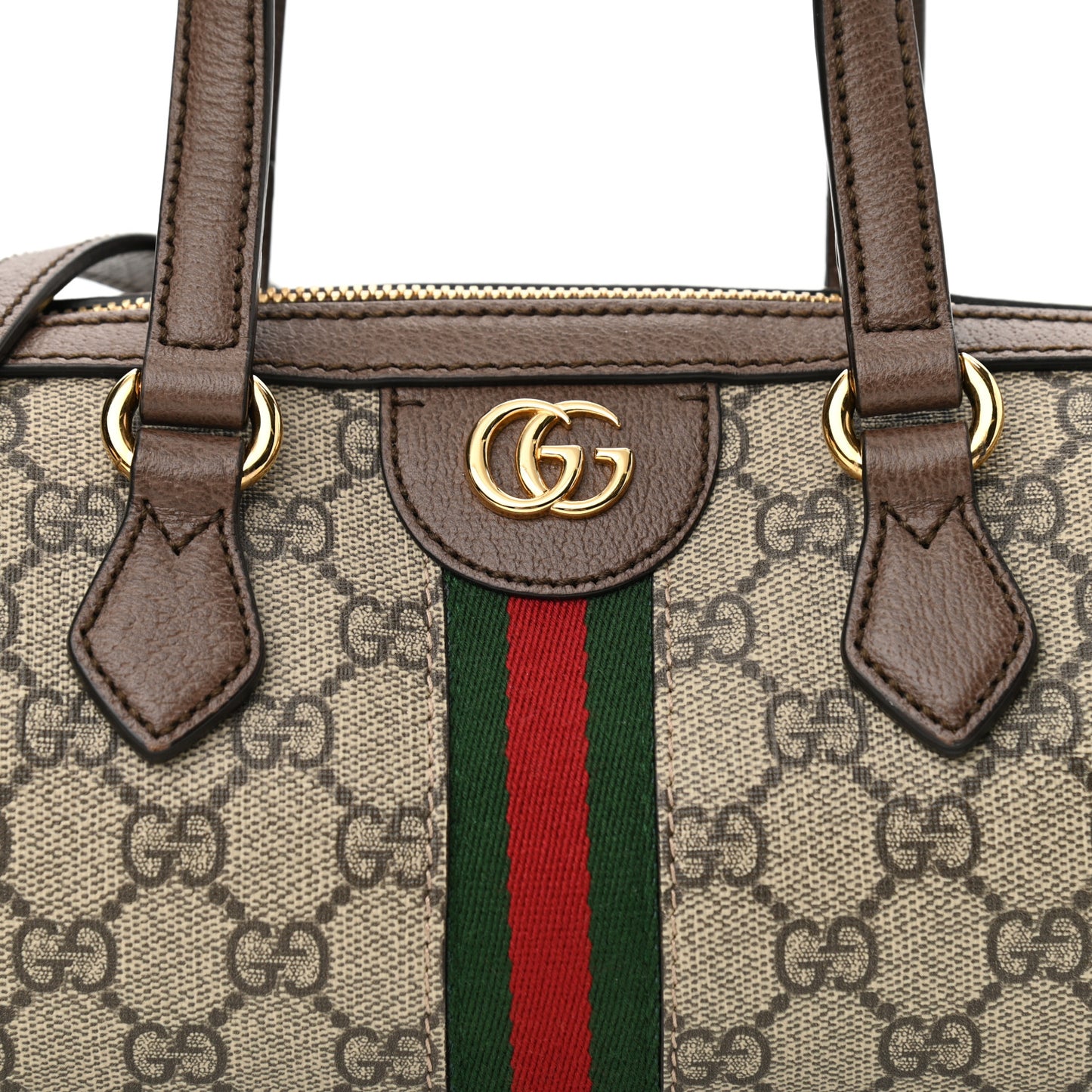 GG Supreme Monogram Web Small Ophidia Boston Bag Beige New Acero