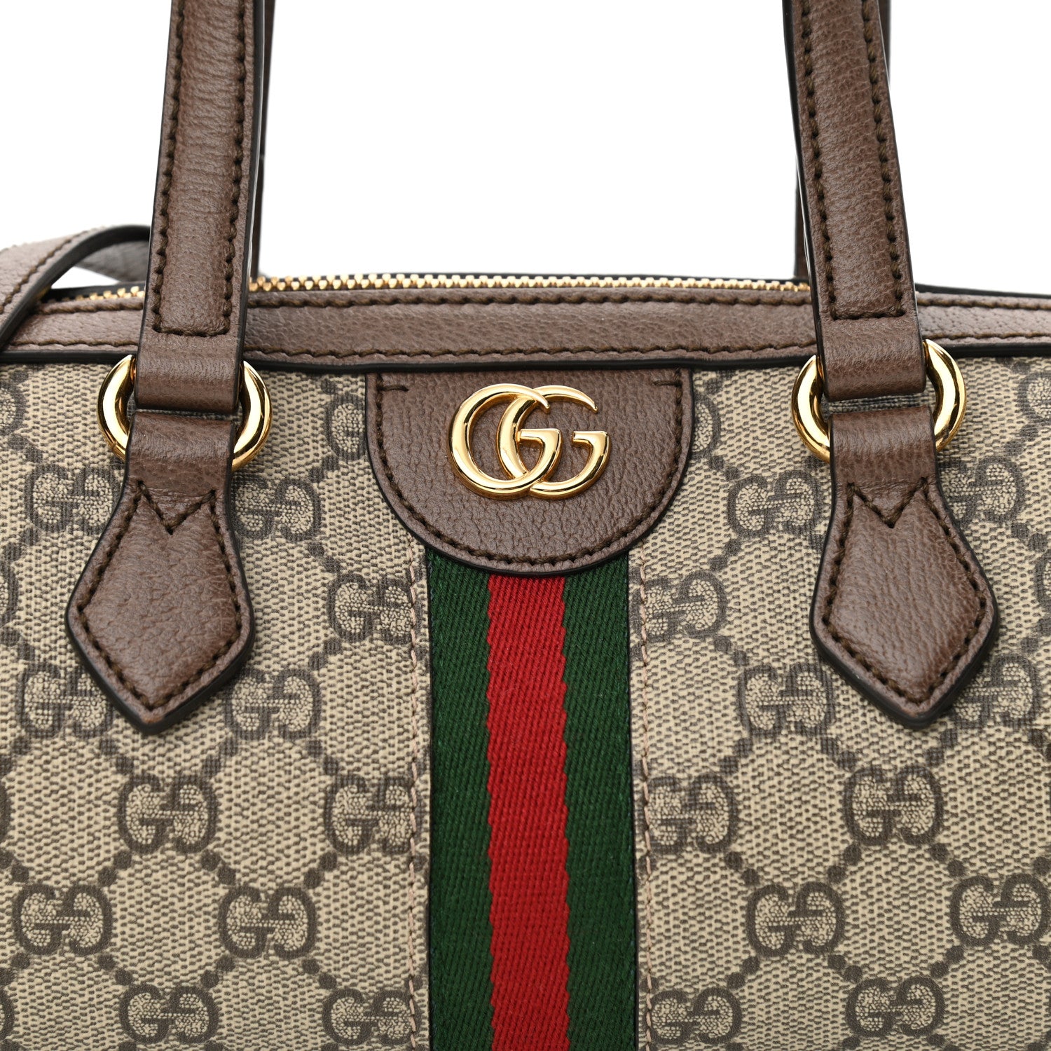 Gucci GG Supreme Monogram Web Small Ophidia Boston Bag Beige New Acero 8 of 10