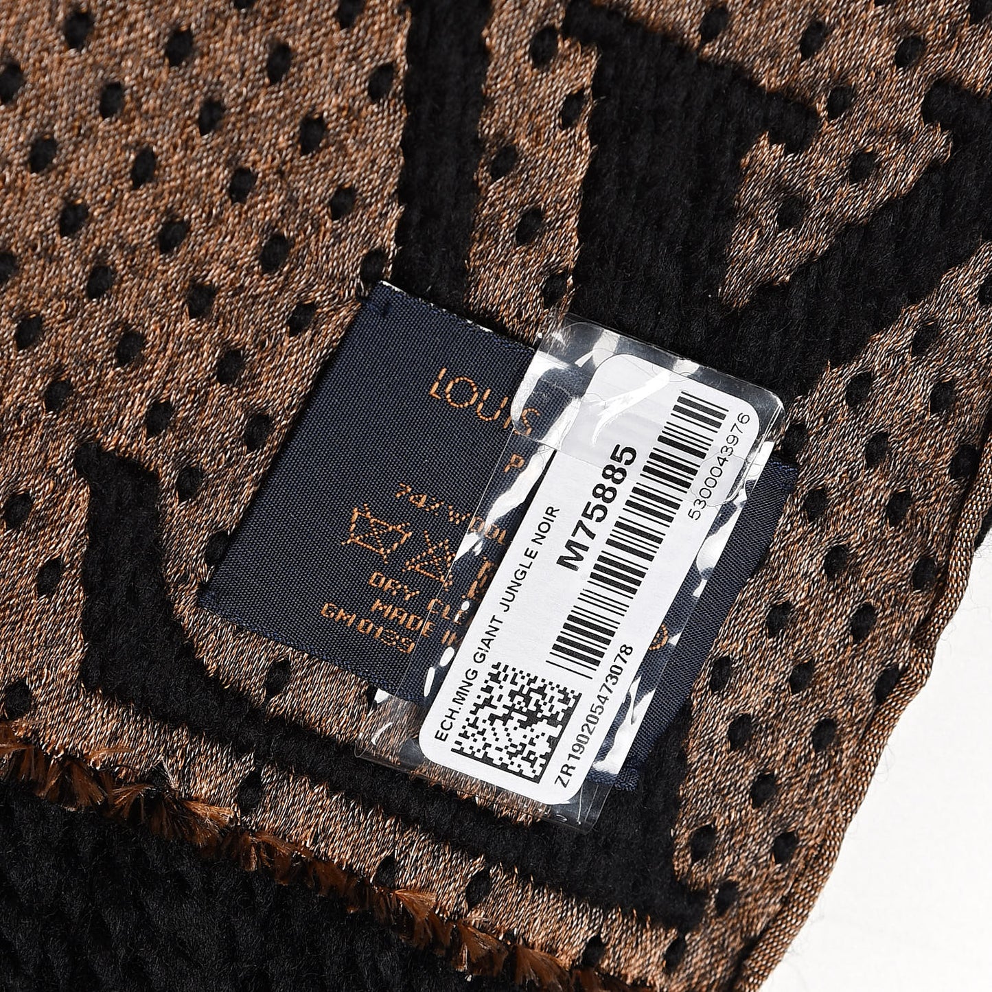 Wool Silk Monogram Giant Jungle Logomania Shine Scarf Black