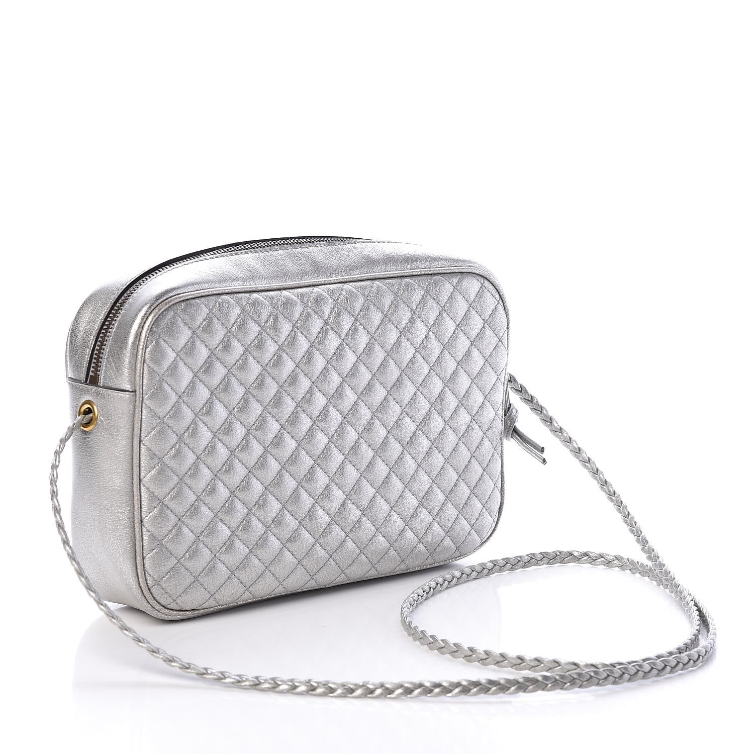 Gucci Laminated Nappa Web Trapuntata Small GG Shoulder Bag Argento 3 of 10