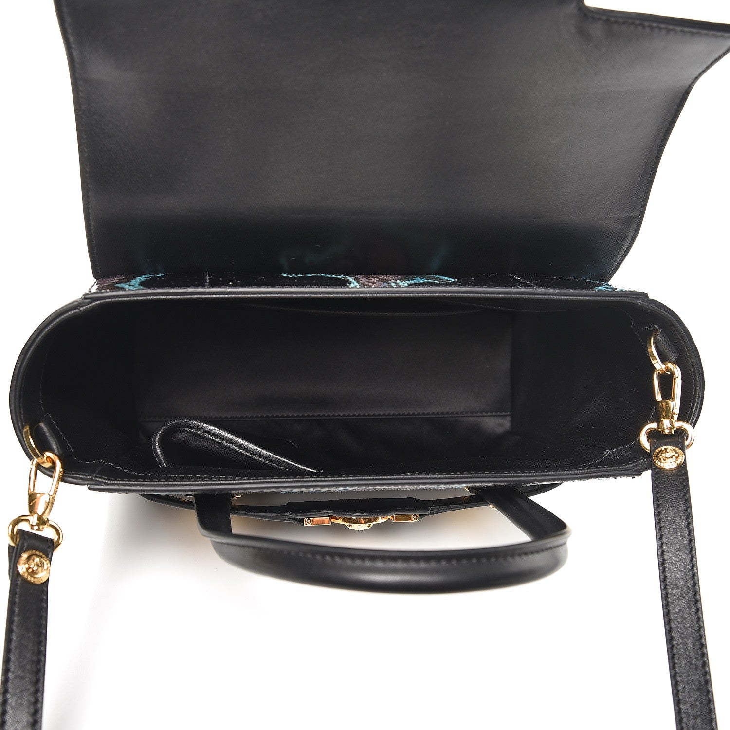 Versace Calfskin Python Small Signature Bag Black 5 of 6