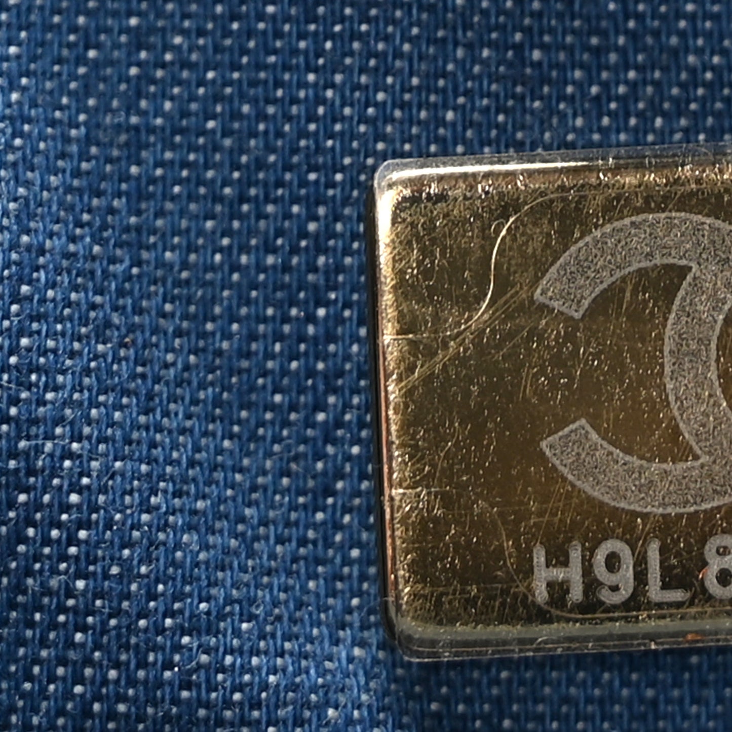 Denim Quilted Mini Pearl Crush Flap Blue