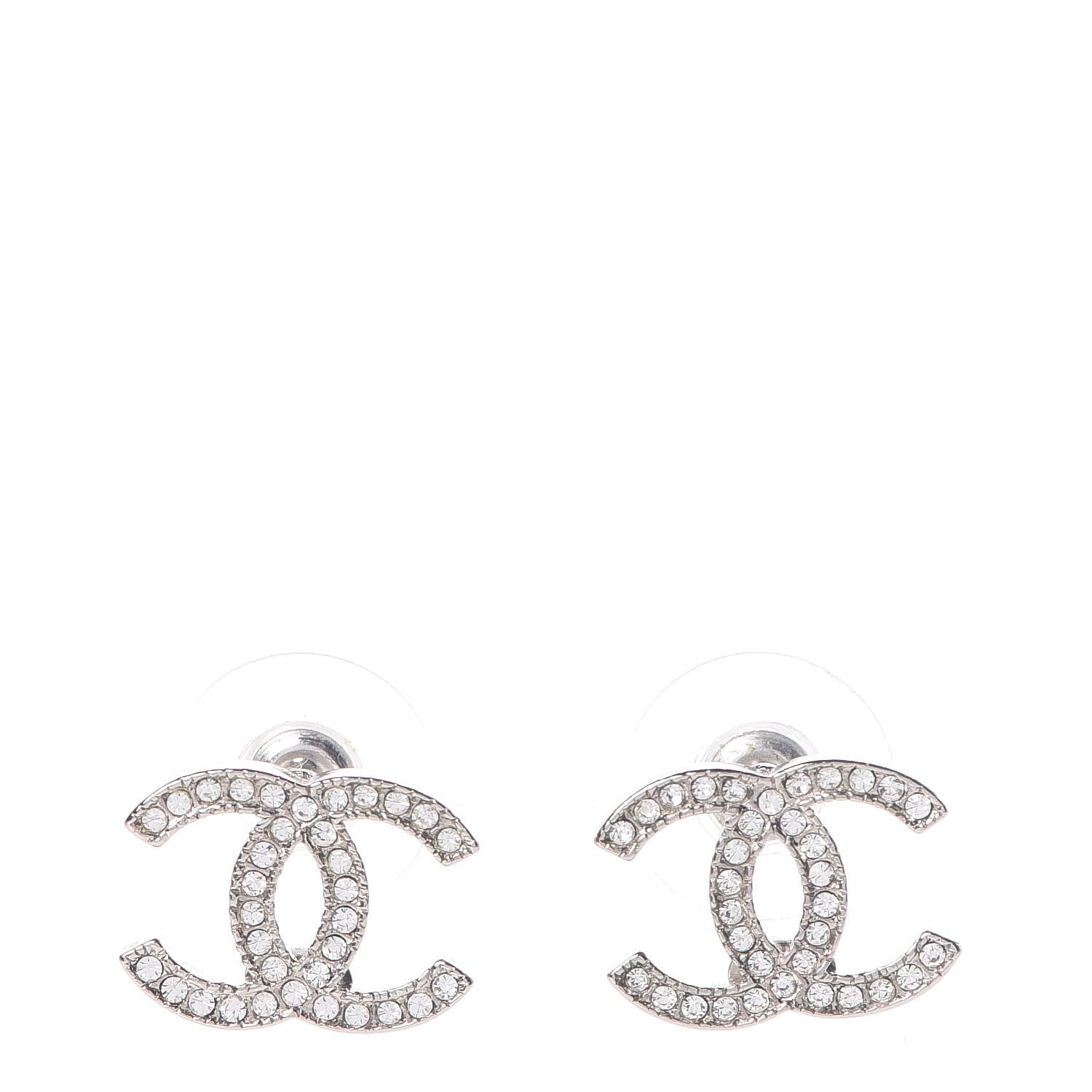 Chanel Crystal Mini Timeless CC Earrings Silver 1 of 5