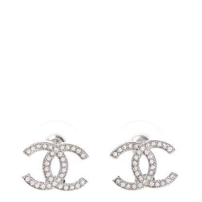 Chanel Crystal Mini Timeless CC Earrings Silver 1 of 5