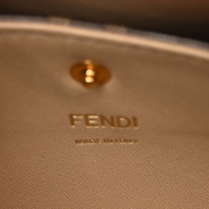Fendi Vitello Seta Glazed Fabric FF 1974 Medium Peekaboo X-Lite Maya Mogano Panna 8 of 11