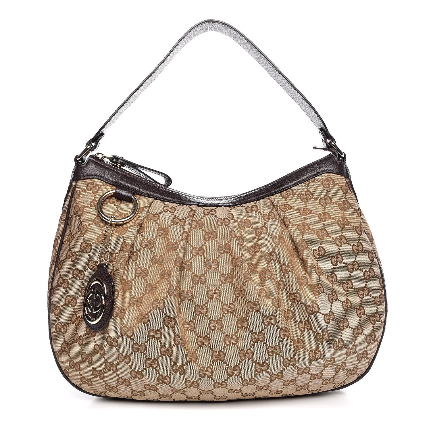 Gucci Monogram Medium Sukey Hobo Dark Brown 1 of 8