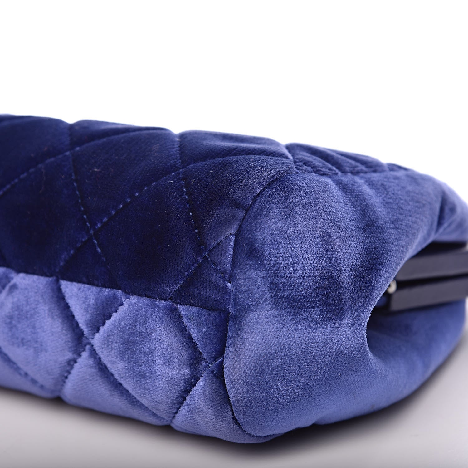 Chanel Velvet Quilted Kiss Lock Evening Bag Blue 9 of 12