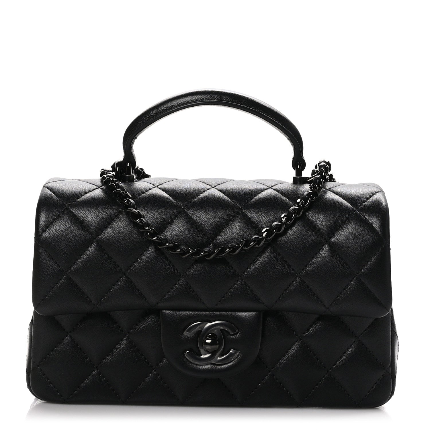 Chanel Lambskin Quilted Mini Top Handle Rectangular Flap So Black 1 of 10