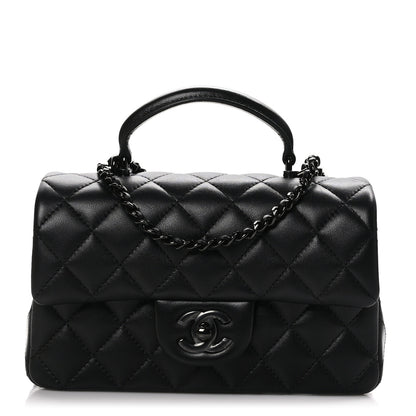 Chanel Lambskin Quilted Mini Top Handle Rectangular Flap So Black 1 of 10