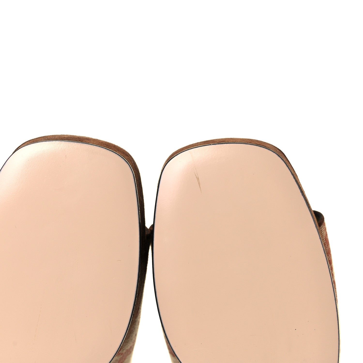 Gucci GG Monogram Kid Scamosciato Houdan Mid Heel Platform Slide Sandals 40 Beige Ruggine Maroon 9 of 10