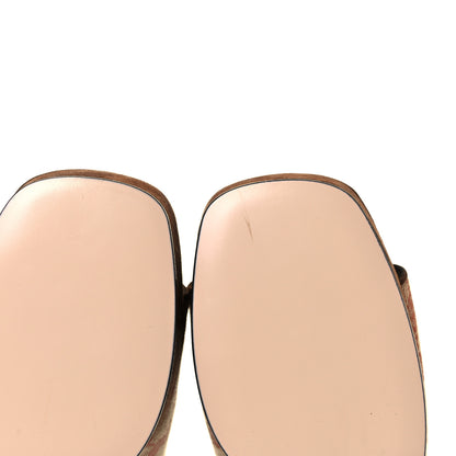 Gucci GG Monogram Kid Scamosciato Houdan Mid Heel Platform Slide Sandals 40 Beige Ruggine Maroon 9 of 10
