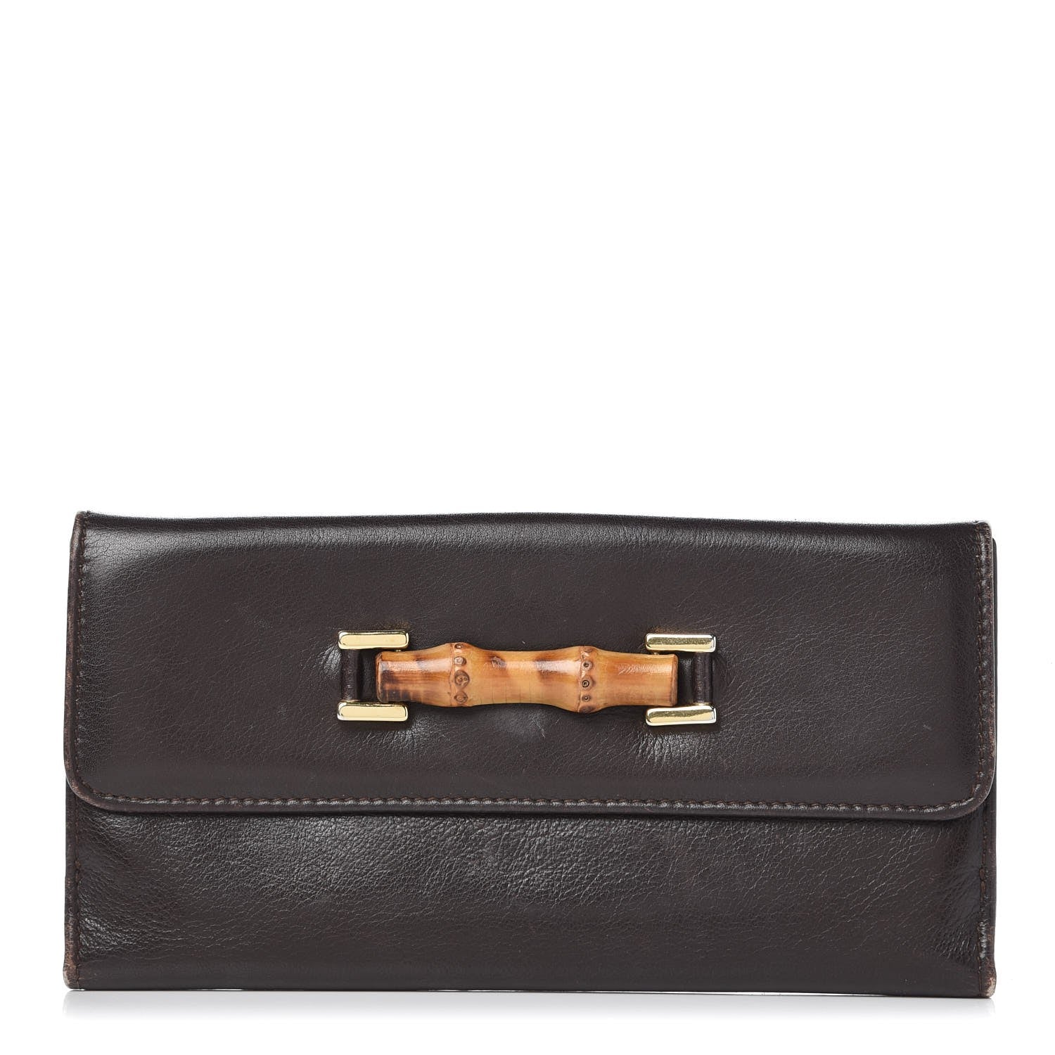 Gucci Calfskin Bamboo Continental Wallet Brown 1 of 16