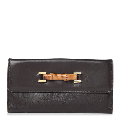 Gucci Calfskin Bamboo Continental Wallet Brown 1 of 16