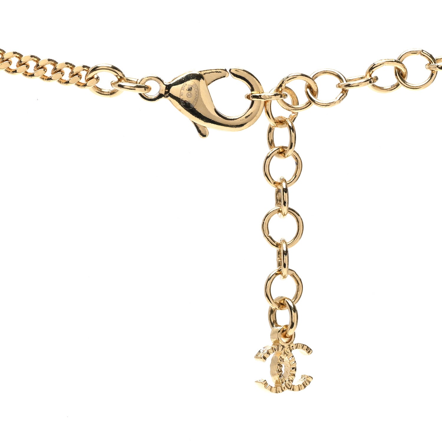 Chanel Metal CC Square Necklace Gold Black 4 of 5