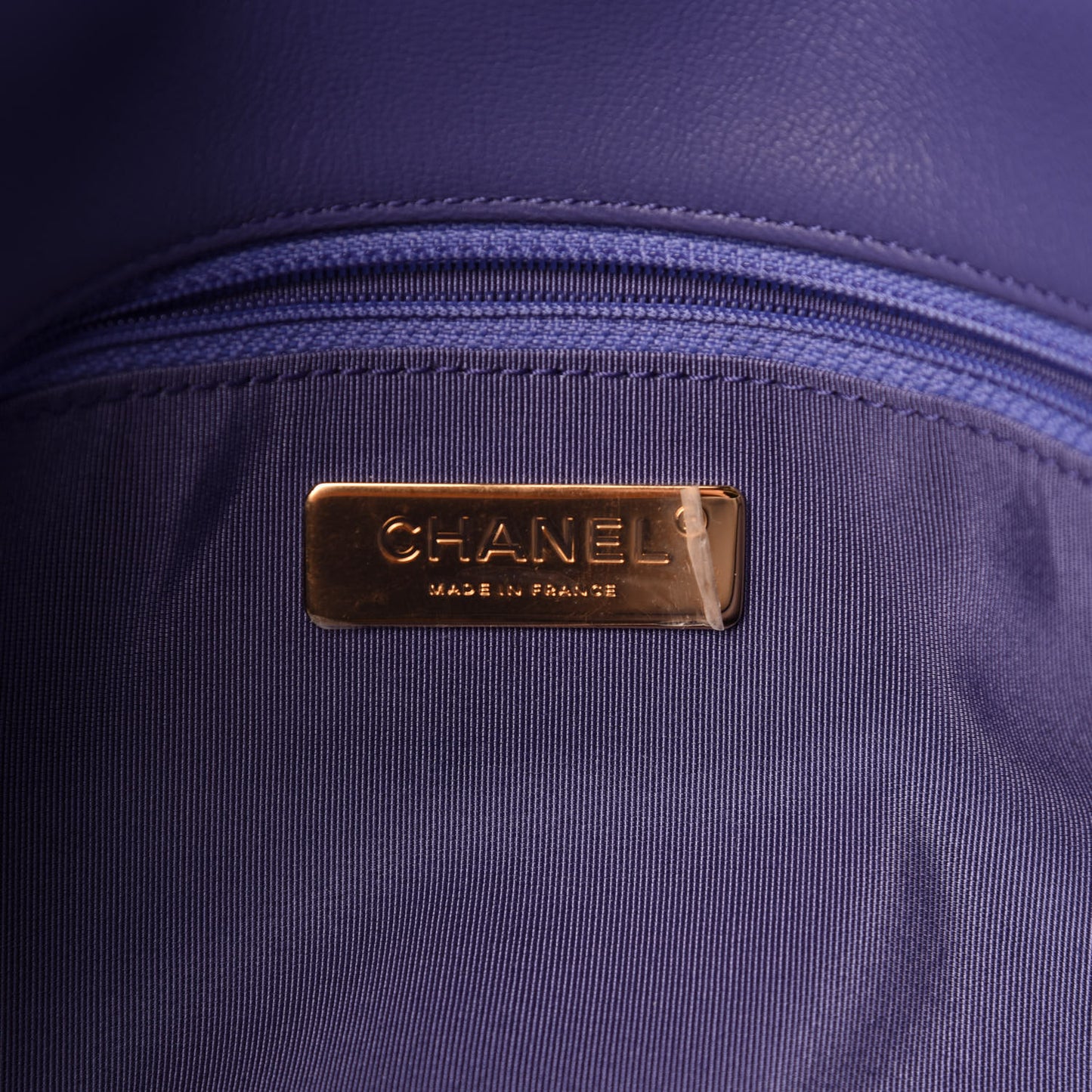 Shiny Goatskin Quilted Large Chanel 19 Flap Blue