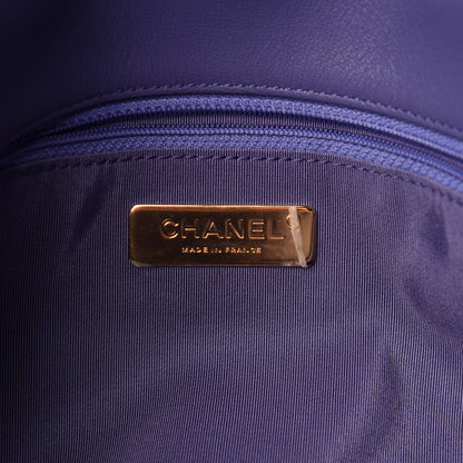 Chanel Shiny Goatskin Quilted Large Chanel 19 Flap Blue 8 of 11