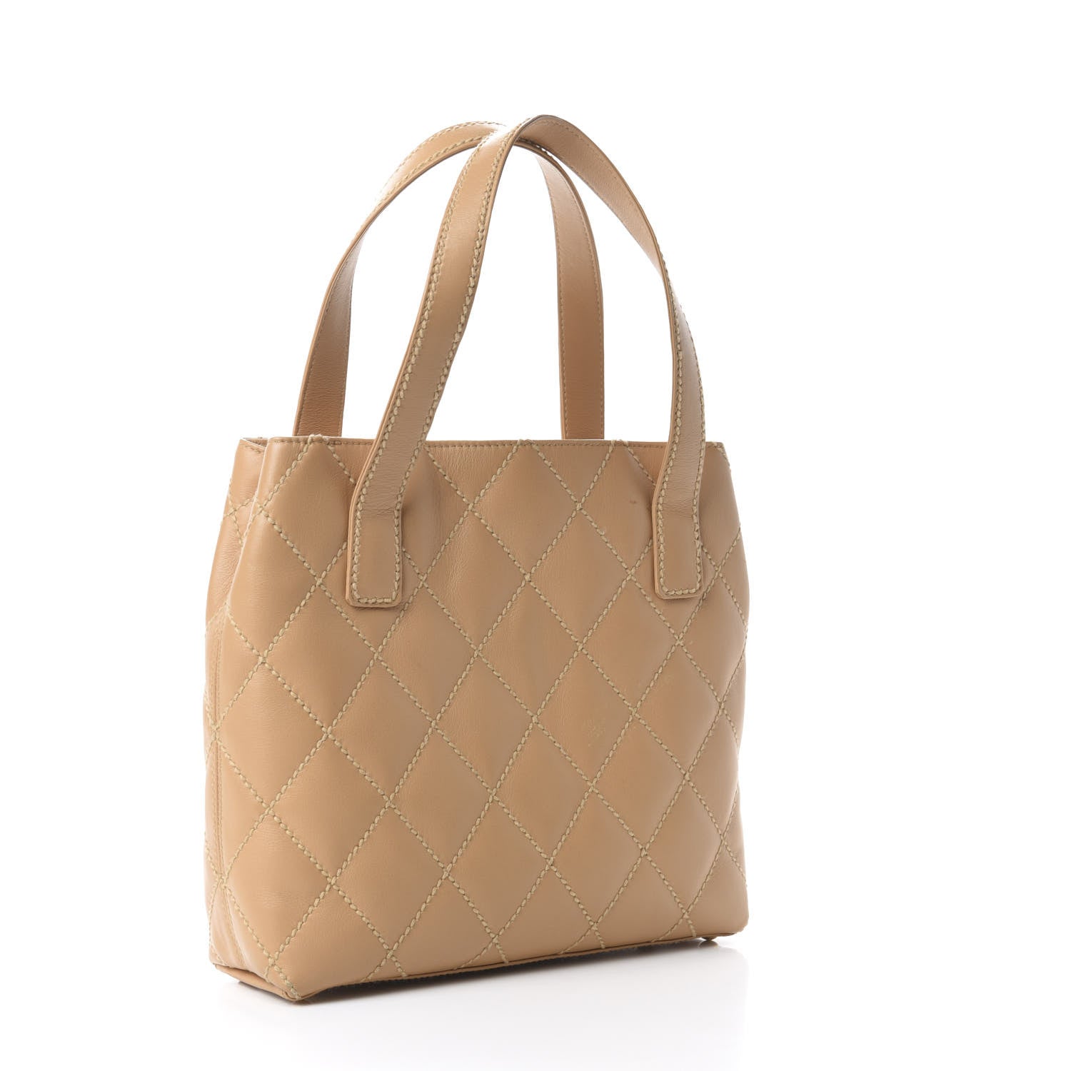 Chanel Calfskin Quilted Surpique Stitch Small Tote Beige 3 of 10