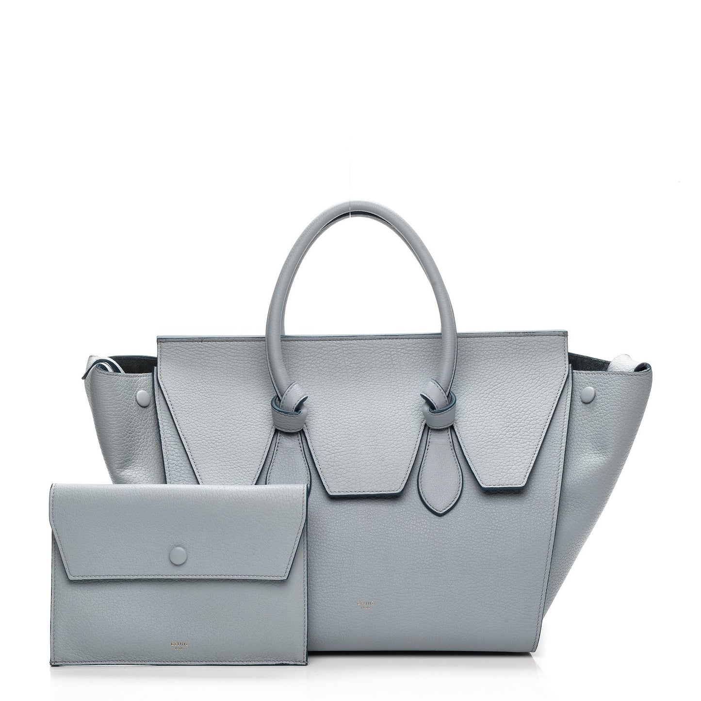 Crisped Calfskin Small Tie Knot Tote Light Blue